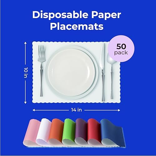 Fit Meal Prep 50 Pack Disposable Paper Placemats, 14 x 10 Inch White - Image 2