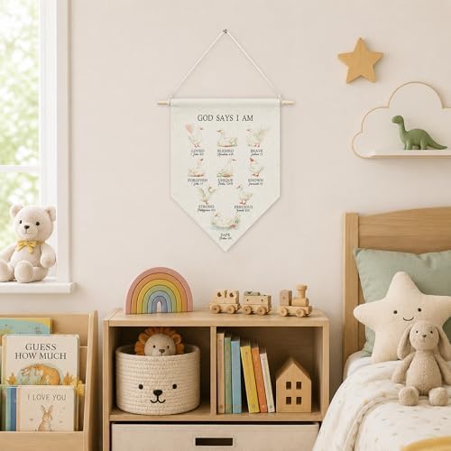 KYTWSFWS Christian God Says I Am Goose Wall Art Pennant Flag, Goose Nursery - Image 4