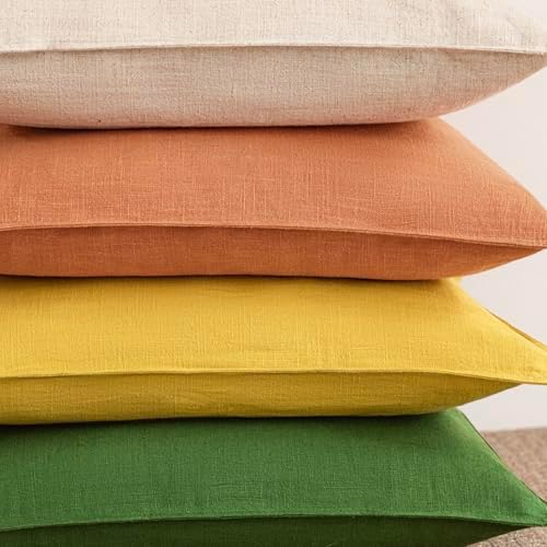 Foindtower Linen Solid Decorative Throw Pillow Covers 20x20 Dusty Orange - Image 7