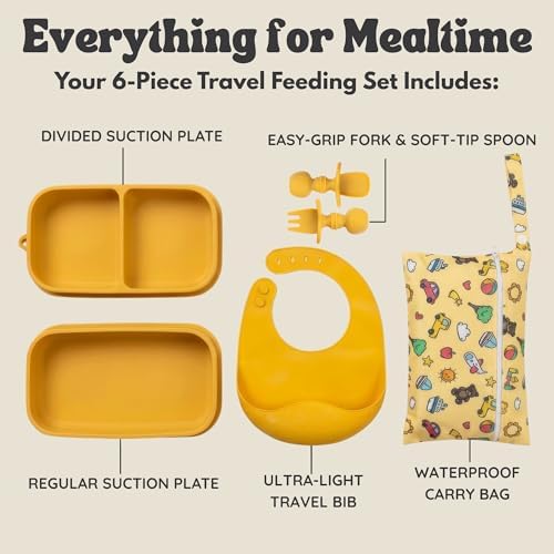 Baby Travel Feeding Set with Silicone Suction Plates - Image 3