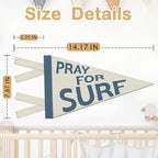 Coastal Room Decor, Pray for Surf Pennant Felt Banners Flags, 7.4x14.17 Inch - Image 7