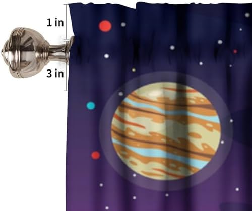 Cartoon Astronaut Valances Kids Curtains, Cute Galaxy Planet Outer Space Theme - Image 3