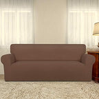 PureFit Stretch Oversized Couch Covers Fleece Sofa Slipcovers Brown - Image 2