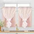 ASPMIZ Linen Pink Kitchen Tier Curtains 36 Inch Length, Double Layered Kitchen by ASPMIZ