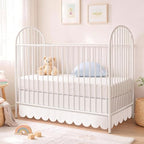 Hahafelt 28 x 52 Inch White Scalloped Crib Skirt, 14 Inch Drop by Hahafelt