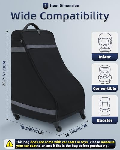 Car Seat Bag Backpack with Wheels - Image 2
