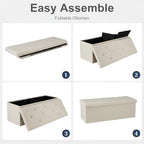 DUMOS 43 Inch Folding Storage Ottoman Bench, Large Ottoman - Image 6