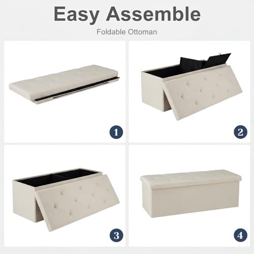 DUMOS 43 Inch Folding Storage Ottoman Bench, Large Ottoman - Image 6