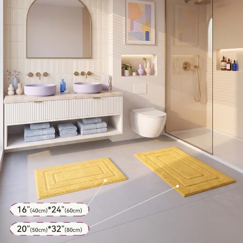 GRANNY SAYS Yellow Bathroom Rug 32" x 20", Non-Slip Microfiber Bath Mat - Image 6