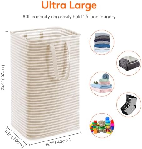 Lifewit 80L Large Laundry Baskets, 1 Pack, Reinforced Handles - Image 3