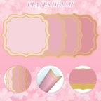 100 Pcs Pink Paper Placemats 13.4 x 12 Inch Disposable Scalloped Paper - Image 3