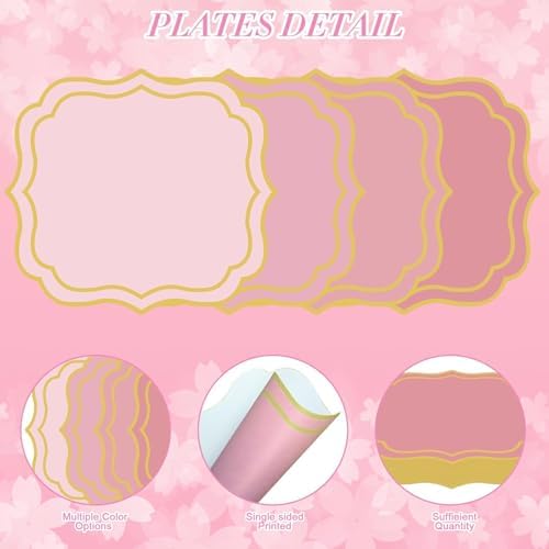 100 Pcs Pink Paper Placemats 13.4 x 12 Inch Disposable Scalloped Paper - Image 3