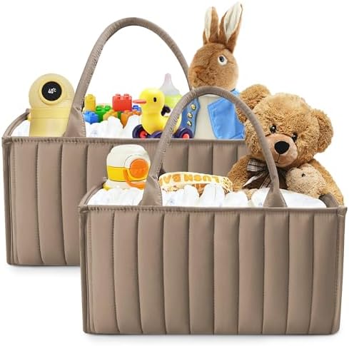 SWEET DOLPHIN 2-Pack Quilted Diaper Caddy Organizer – Premium Puffer Style by SWEET+DOLPHIN