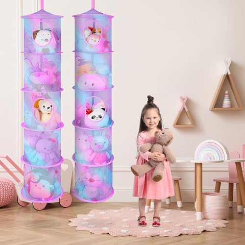 Basumee Hanging Stuffed Animals Storage, 2 Pack Mesh Plush Storage - Image 3