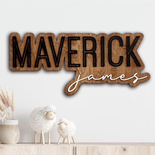Personalized Wood Name Sign, Nursery Name Wooden, Above Crib Sign, Layered Baby by IZI+POD