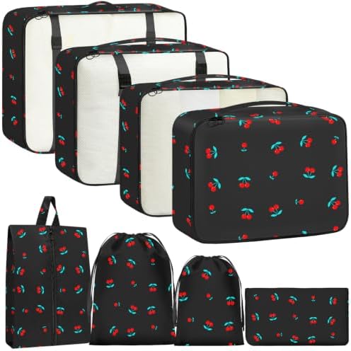 Packing Cubes for Travel 8 Set Luggage Organizer Bags Black Cherry by YEEYAA