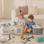 3-Piece Woven Baby Toy Blanket Storage Baskets Laundry Hampers, Elephant Design - Image 2