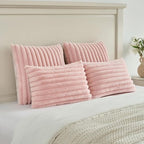FUTEI Pack of 2 Faux Fur Throw Pillow Covers 28x28 Inch - Image 5