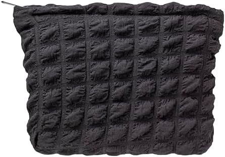 Flat Makeup Bag for Women, Zipper Cosmetic Pouch for Purse, Bubble Black by PAZIMIIK