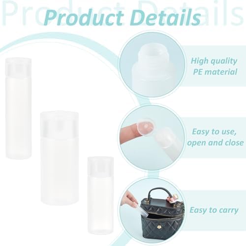 BENECREAT 10Pcs 12ml/18ml/30ml Travel Bottles Plastic Toiletry Bottles Flip Cap - Image 4