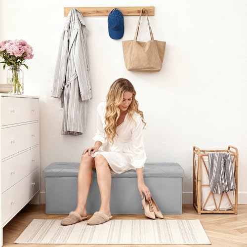 DUMOS 43 Inch Folding Storage Ottoman Bench, Large Ottoman - Image 2
