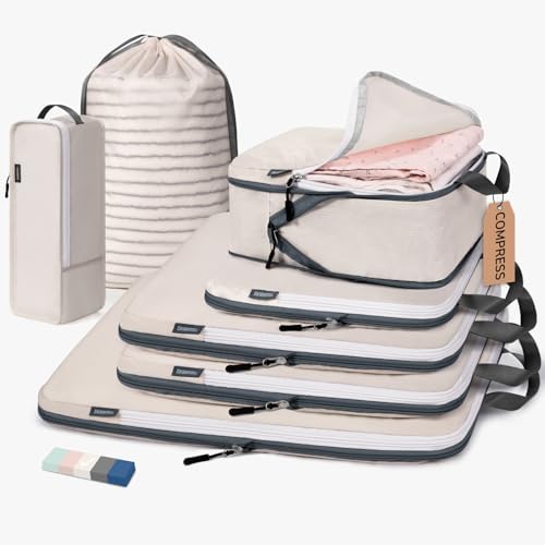 CherryNow 7 Set Packing Cubes for Travel Women, Suitcase Organizer by CherryNow