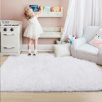 Amdrebio White Fluffy Fuzzy Furry Area Rug 4x6 - Image 5