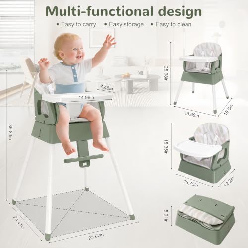 4 in 1 Portable Baby Highchair Convertible High Chair - Image 5