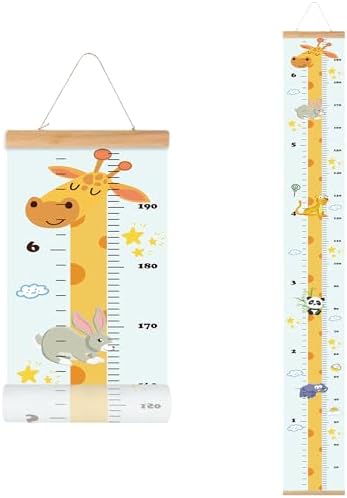Kids Growth Chart, Wood Frame Fabric Canvas Height Measurement Ruler from Baby by MinoMia