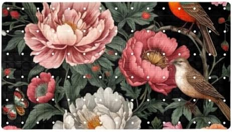 Bathtub Mat Non Slip 26.8x15.1In, Tropical Leaves Plant Bird Bath Mat by Anna+Cowper