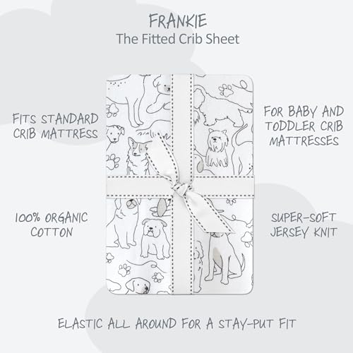 Butterblu Frankie Fitted Crib Sheet 100% Organic Cotton, Puppy Party - Image 2