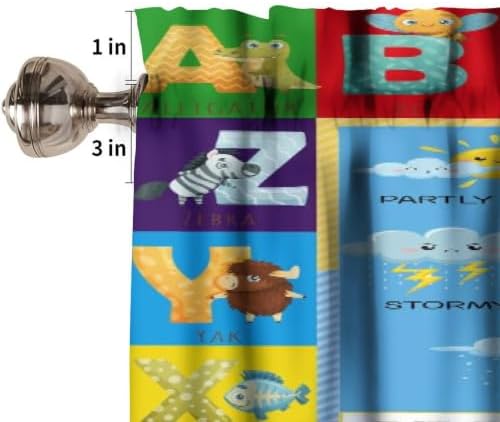 ABC Alphabet Valance Curtains Cartoon Colorful Animal Funny Education Learning - Image 3