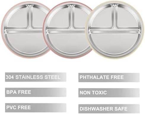 PandaEar 3 Pack Stainless Steel Baby Suction Plates, Divided Toddler Plate - Image 4