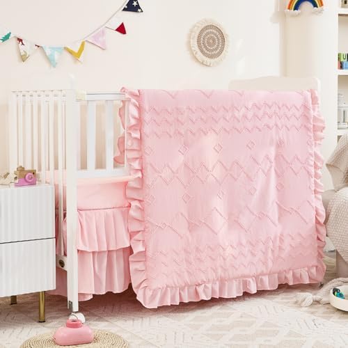 3-Piece Tufted Ruffle Crib Bedding Set - Image 2