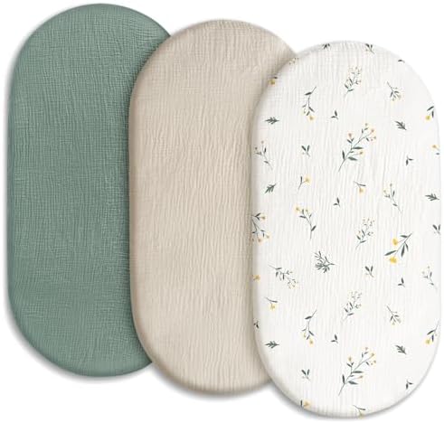 Gllquen Baby Muslin Bassinet Sheets 3pk, Soft Cotton Baby Sheet Boy by GLLQUENBABY