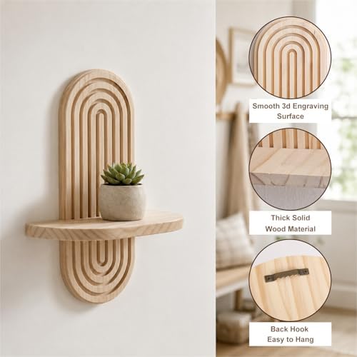 Artilady Boho Wall Decor Wood Shelves, Hanging Storage Candle Plant Holder - Image 6