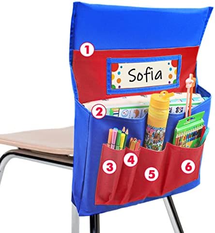 Chair Pockets for Classroom, Chairback Buddy Organizer by AUVCAS