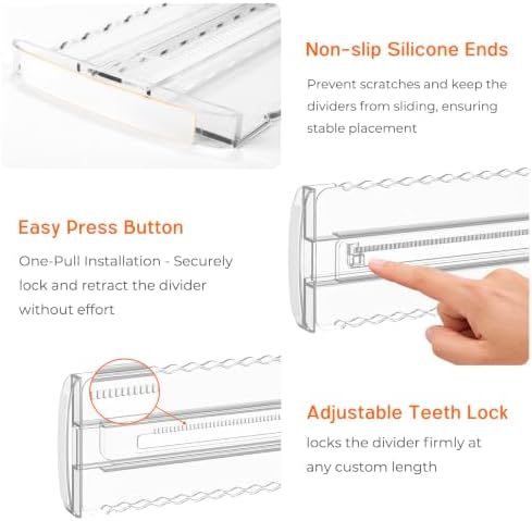 4 Pack 2.36" High Shallow Drawer Dividers, 12.5"-21.3" Expandable - Image 6