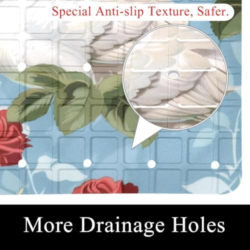 Bathtub Mat Non Slip 26.8x15.1In, Swans Roses Bath Mat - Image 2