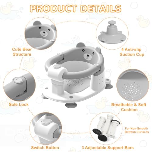 Baby Bath Seat for Babies 6 Months & up, Non-Slip Toddler Bath Seats for Babies - Image 3