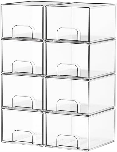 Yieach 8 Pack Small Stackable Storage Bins, Medicine Cabinet Organizer by Yieach