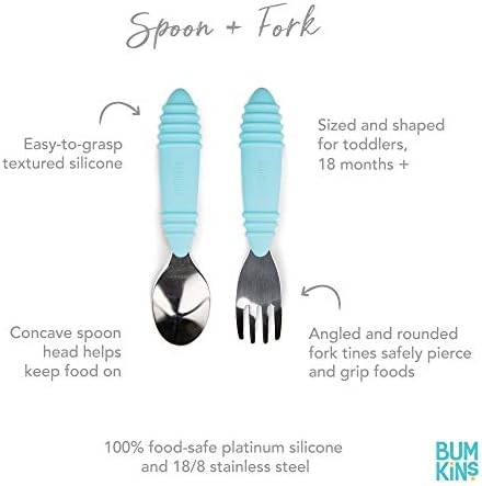 Bumkins Toddler Utensils, Kids Size Fork and Spoon Set, Silicone and - Image 2