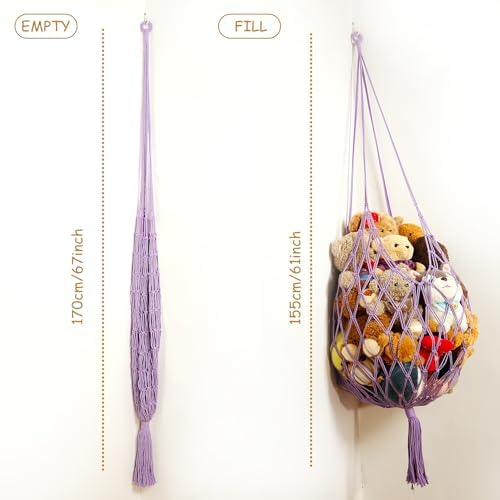 Stuffed Animal Storage Hammock Corner Hanging Net Stuffy Animal Hammock Macrame - Image 5
