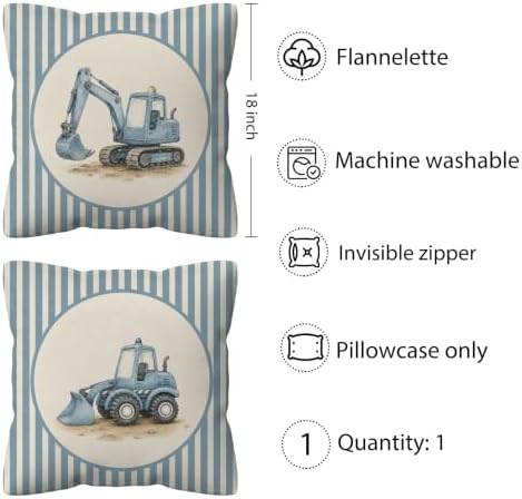 kdqua Construction Boy Nursery Pillow Cover 18x18 Double-Sided, Boy Room - Image 5