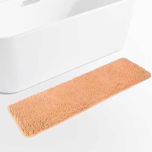 Yeaban Chenille Peach Bathroom Runner Rug 17"x47" by Yeaban