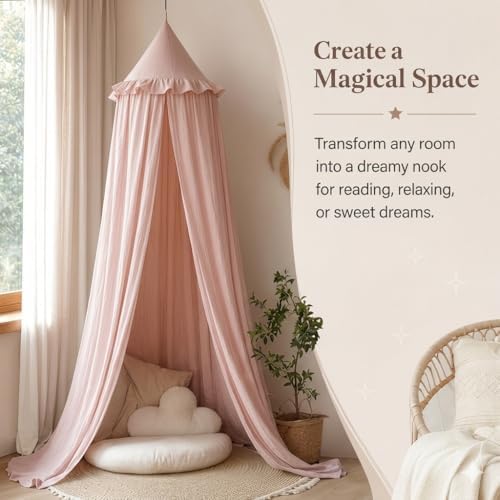 Bed Canopy for Girls, Princess Crib Canopy for Nursery, Dreamy Soft Hanging - Image 5
