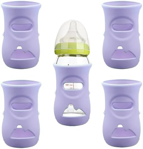 4 Pcs Silicone Sleeves for 8 OZ Avent Natural Glass Baby Bottles, Mix Color by QinSuiKai