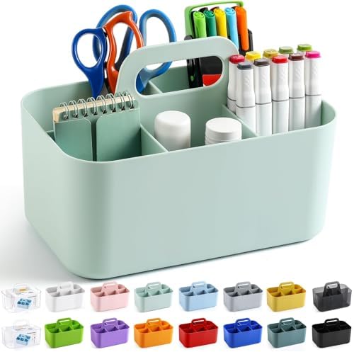Multiuse Caddy Organizer with Handle, Portable Divided Plastic Tote Bin by AOZITA