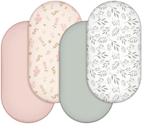 CroBlissful 4 Pack Boho Floral Bassinet Sheets by CroBlissful