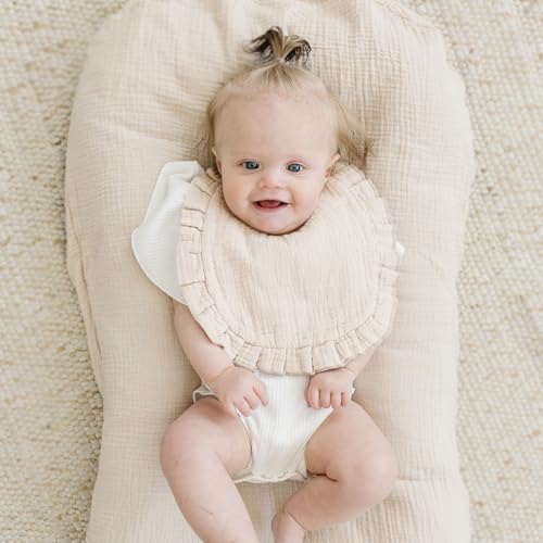 MairMore Muslin Baby Bibs, Ruffle Edge Drool Bibs - Image 4